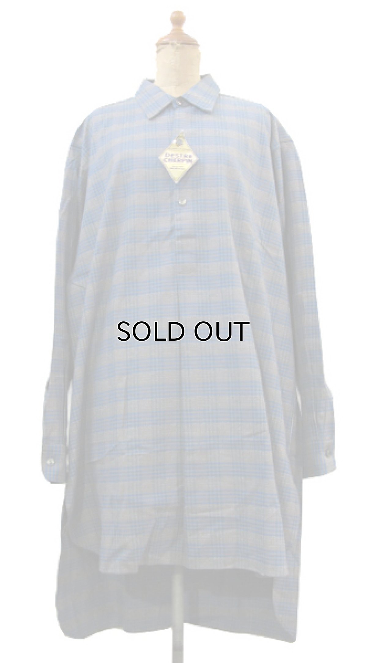 画像1: 1960's Europe "DESTRE CHERPIN" Flannel Cotton Long Shirts Dead Stock　Blue / Grey系　size M (表記 41) (1)