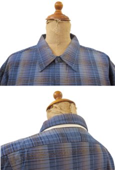 画像4: 1960's Europe "DESTRE CHERPIN" Flannel Cotton Long Shirts Dead Stock　Blue系　size M (表記 41) (4)