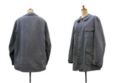 画像2: 1930-40's French Herringbone Twill Salt & Pepper Hunting Jacket　size M (2)