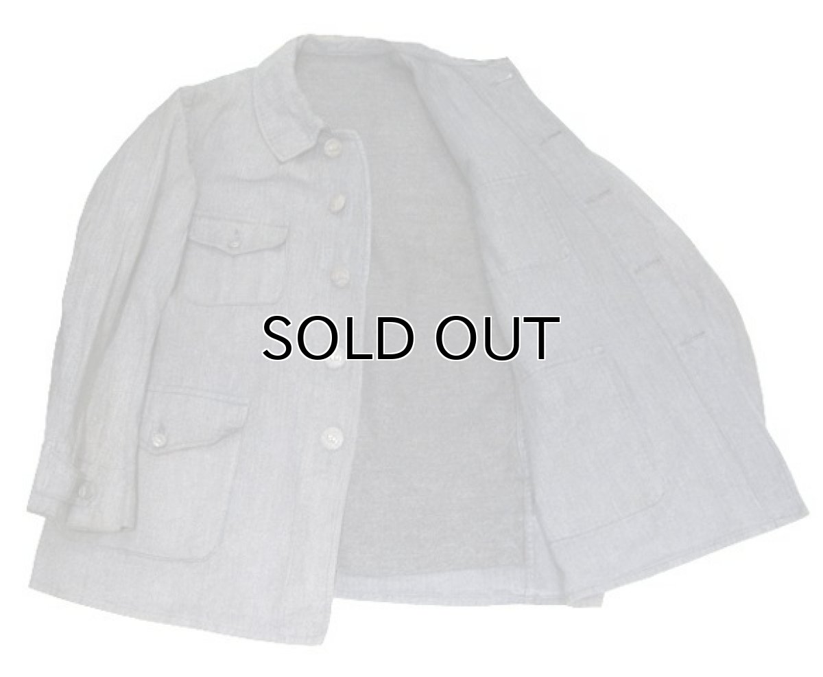 画像5: 1930-40's French Herringbone Twill Salt & Pepper Hunting Jacket size M (5)