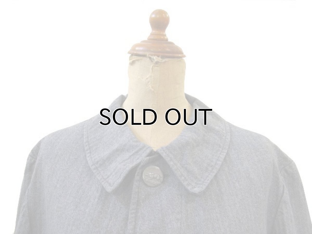 画像3: 1930-40's French Herringbone Twill Salt & Pepper Hunting Jacket size M (3)