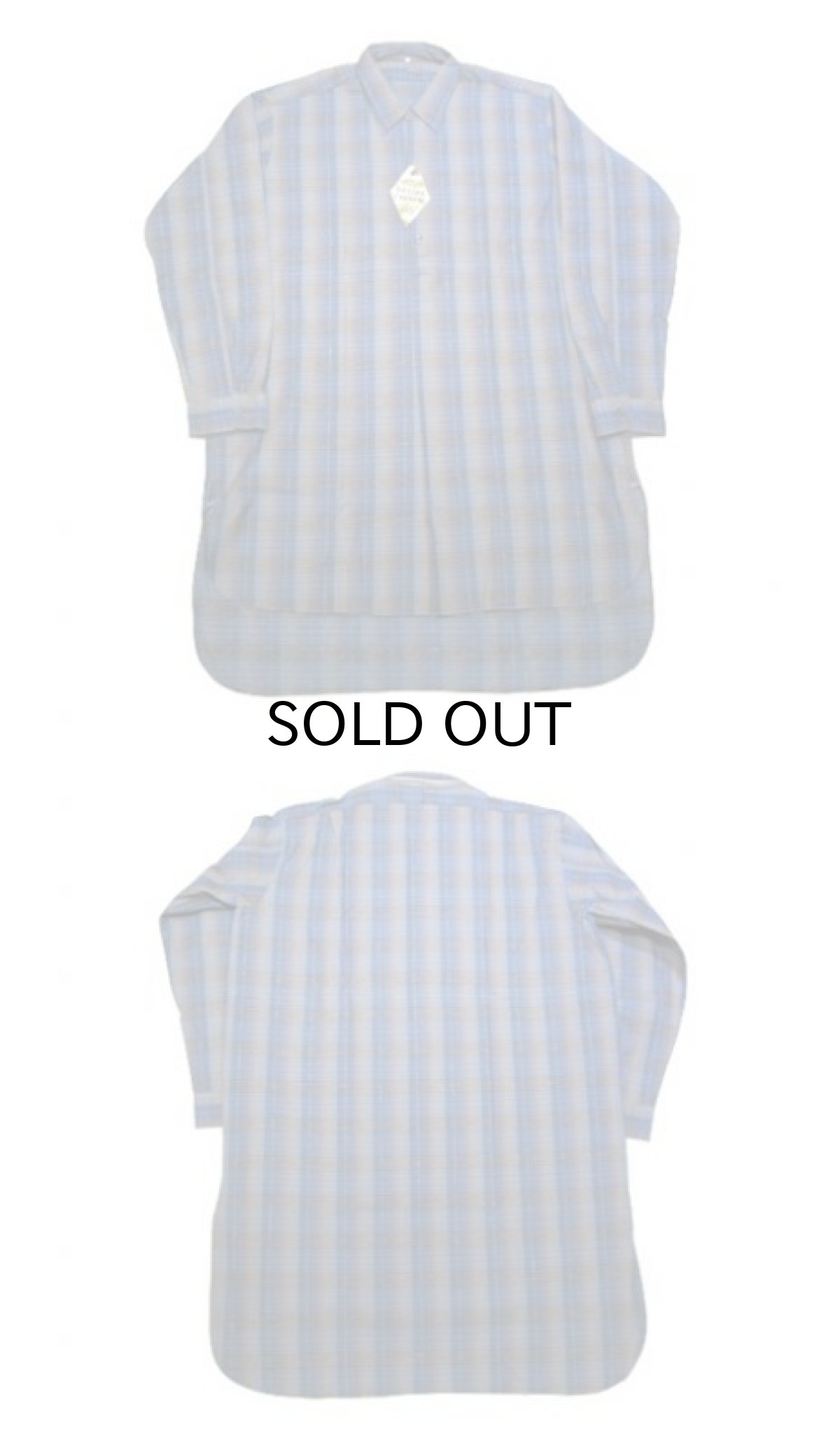 画像3: 1960's Europe "DESTRE CHERPIN" Flannel Cotton Long Shirts Dead Stock Blue系 size M (表記 41) (3)