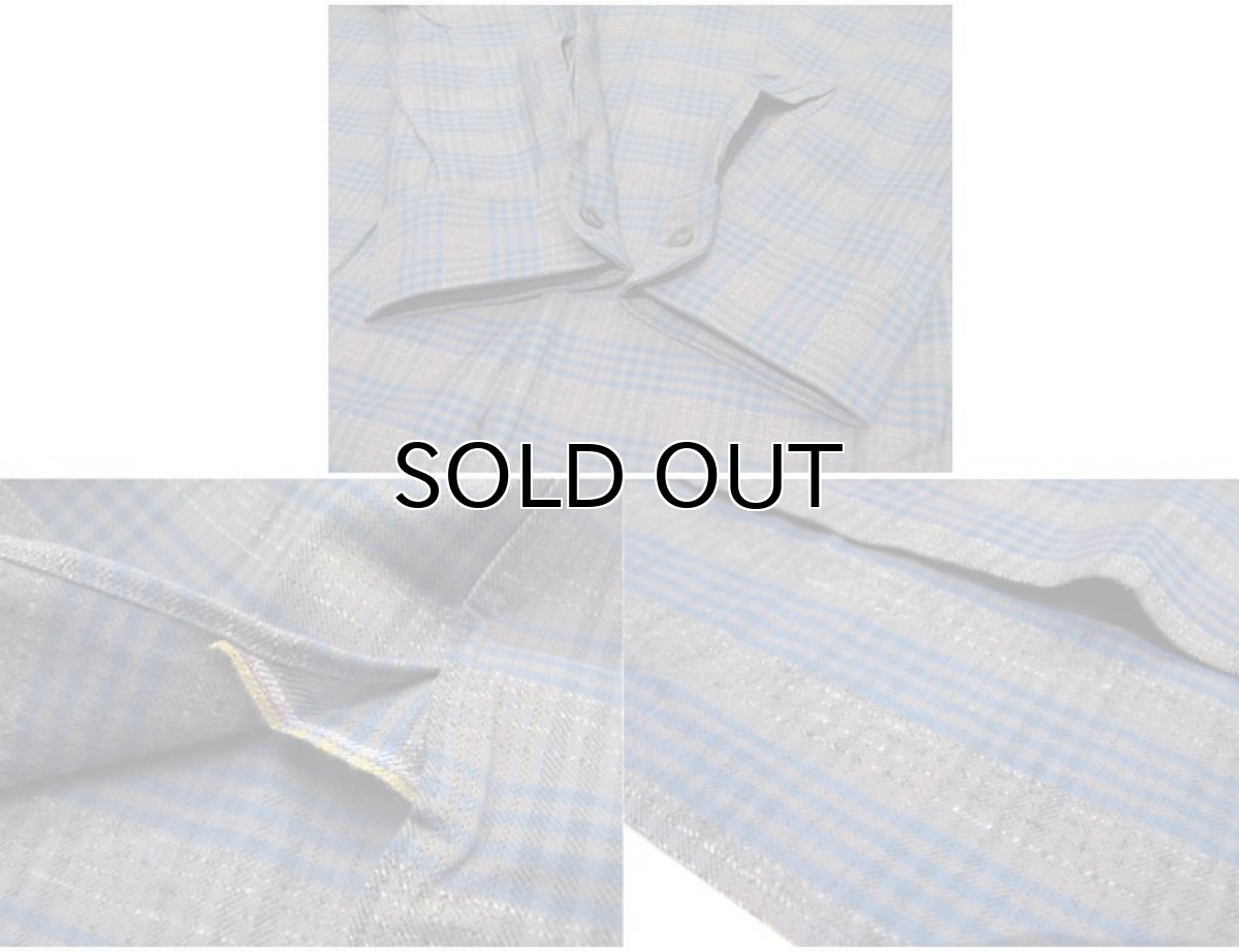 画像5: 1960's Europe "DESTRE CHERPIN" Flannel Cotton Long Shirts Dead Stock Blue / Grey系 size M (表記 41) (5)