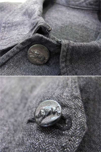 画像2: 1930-40's French Herringbone Twill Salt & Pepper Hunting Jacket　size M