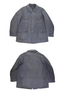 画像4: 1930-40's French Herringbone Twill Salt & Pepper Hunting Jacket　size M (4)