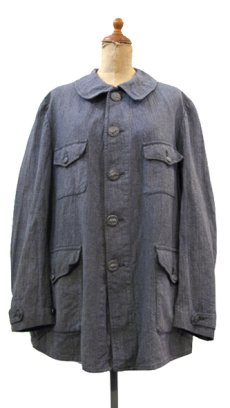 画像1: 1930-40's French Herringbone Twill Salt & Pepper Hunting Jacket　size M (1)