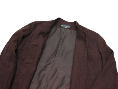 画像1: 1980's~ "harve benard" Stand Collar Linen Jacket　BROWN　size M - L (表記 なし)