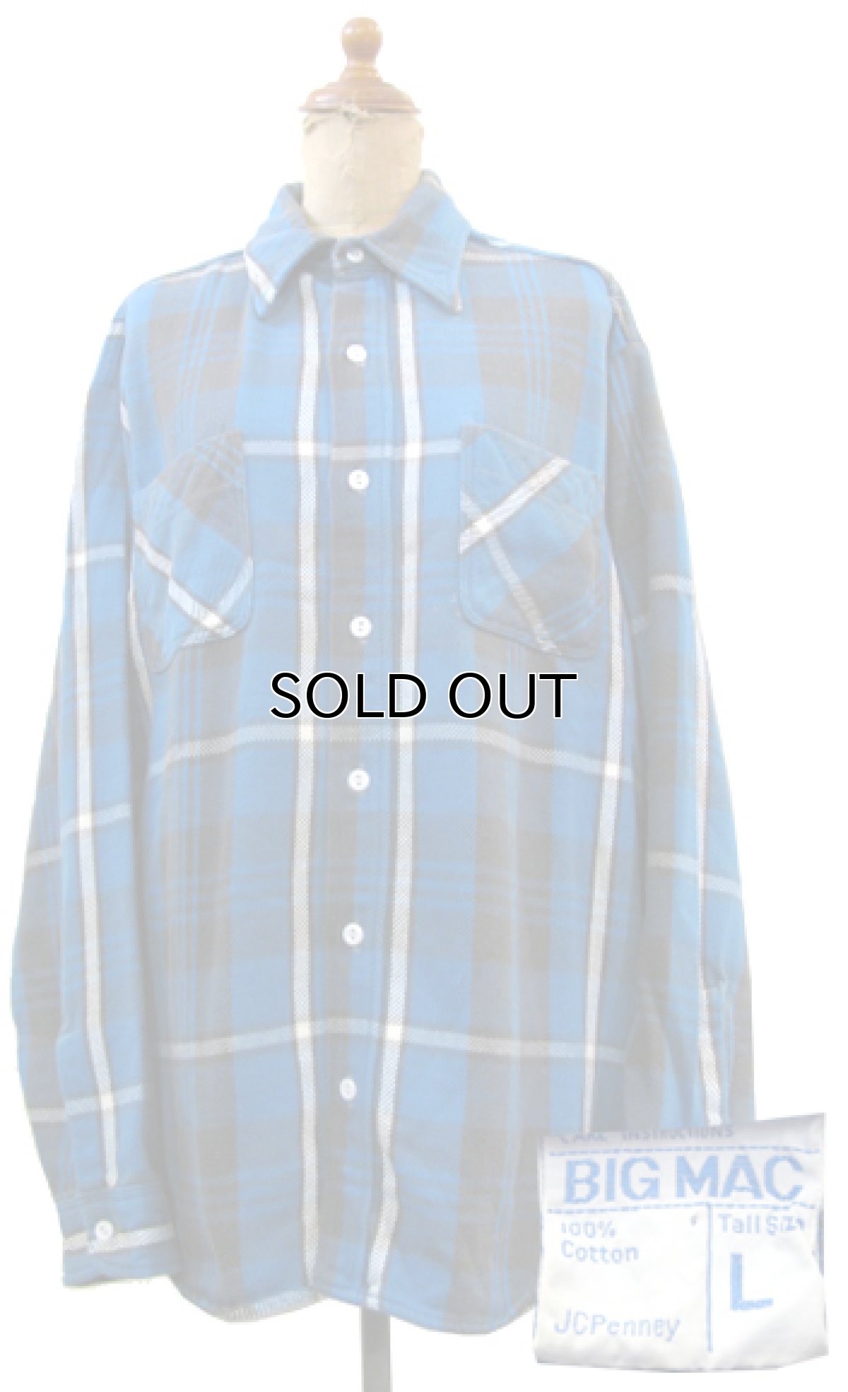 画像1: 1970's BIG MAC Heavy Flannel Check Shirts  青系　size L (表記 L) (1)