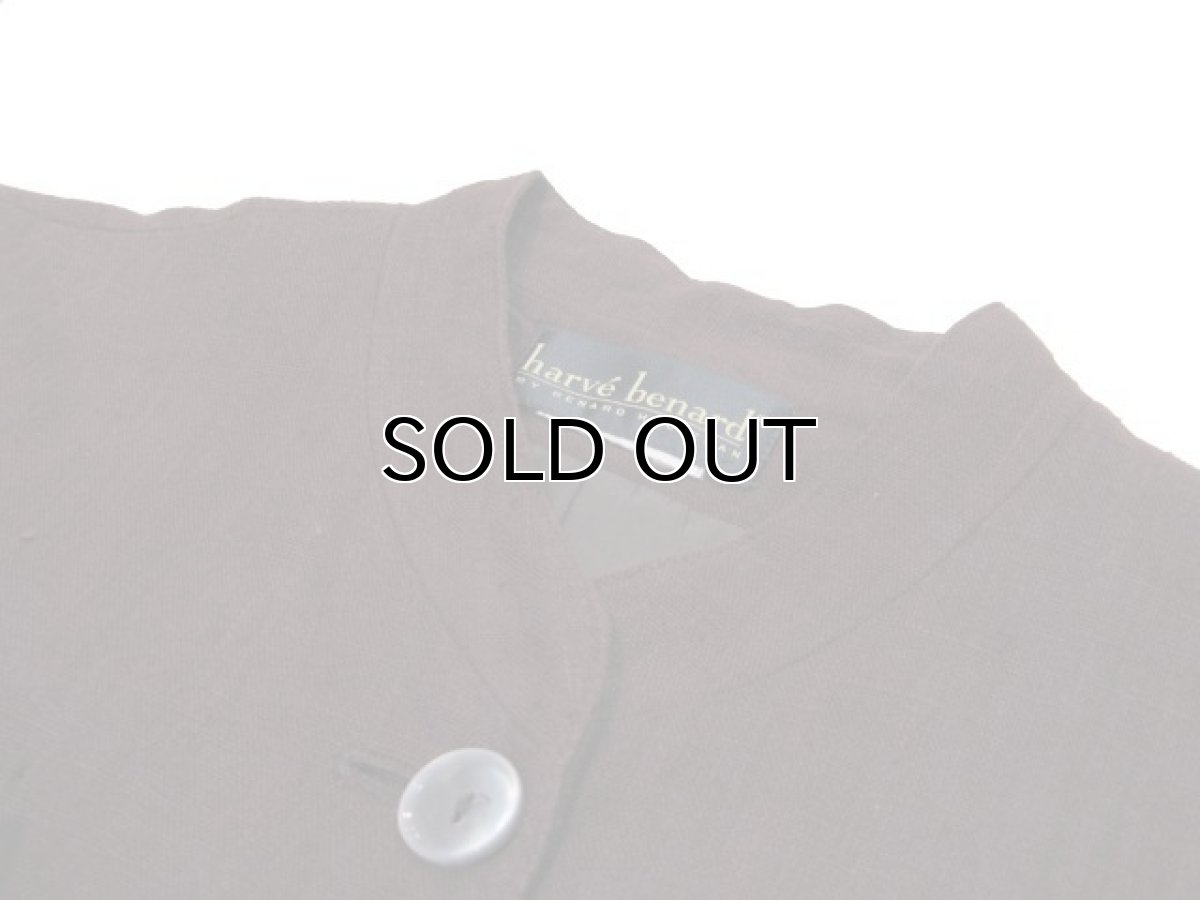 画像3: 1980's~ "harve benard" Stand Collar Linen Jacket　BROWN　size M - L (表記 なし) (3)