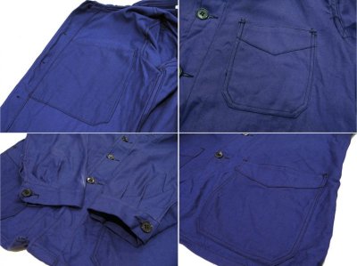 画像1: 1970's French "SOLIDA" Cotton Twill Work Jacket Dead Stock - one washed　BLUE　size M (表記 42)