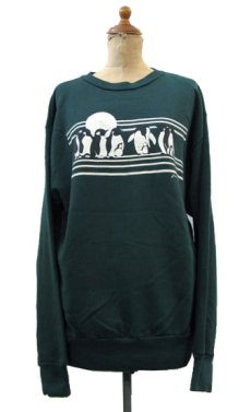 画像1: 1980's "MEDALLION" Print Sweat "penguin"　GREEN　size L (表記 XL)　 (1)