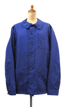 画像1: 1970's French "SOLIDA" Cotton Twill Work Jacket Dead Stock - one washed　BLUE　size M (表記 42) (1)