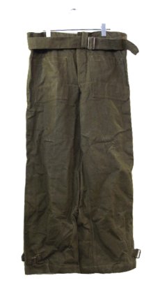 画像1: 1940-50's French Military Linen Canvas Motorcycle Over Pants　OLIVE　size ~ 37 inch (表記 1) (1)