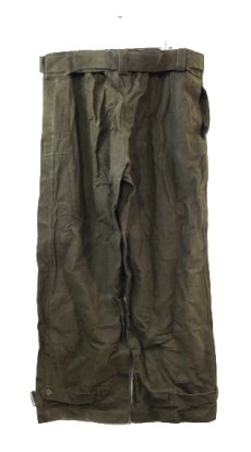 画像2: 1940-50's French Military Linen Canvas Motorcycle Over Pants　OLIVE　size ~ 37 inch (表記 1) (2)