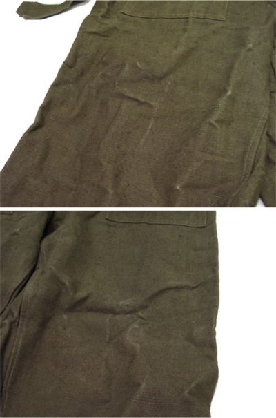 画像2: 1940-50's French Military Linen Canvas Motorcycle Over Pants　OLIVE　size ~ 37 inch (表記 1)