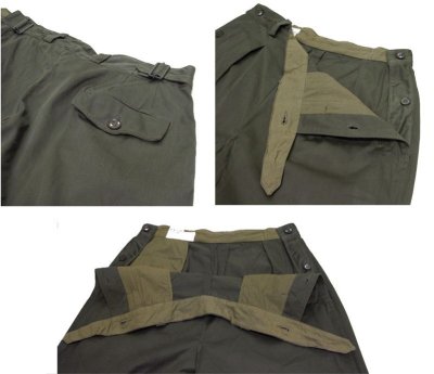 画像1: 1960's French Military Cotton Satin Ridding Pants　OLIVE　size 29 inch ~ 33 inch (表記 48M)