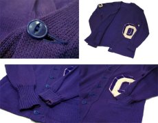 画像4: 1950's~ Lettered Cardigan "O"　PURPLE　size M - L (表記 なし) (4)