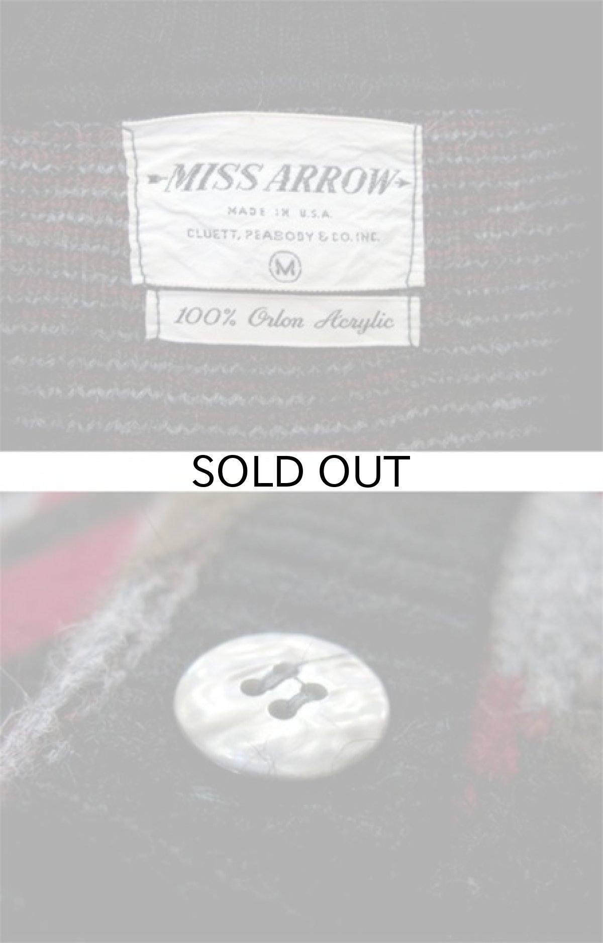 画像3: 1960's "MISS ARROW" Collar Less Argyle Cardigan　BLACK　size S (表記 Ladys M) (3)