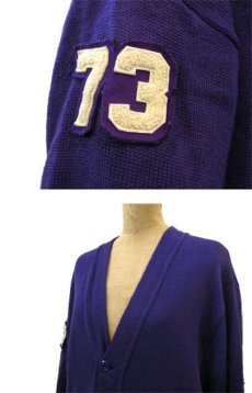 画像2: 1950's~ Lettered Cardigan "O"　PURPLE　size M - L (表記 なし) (2)