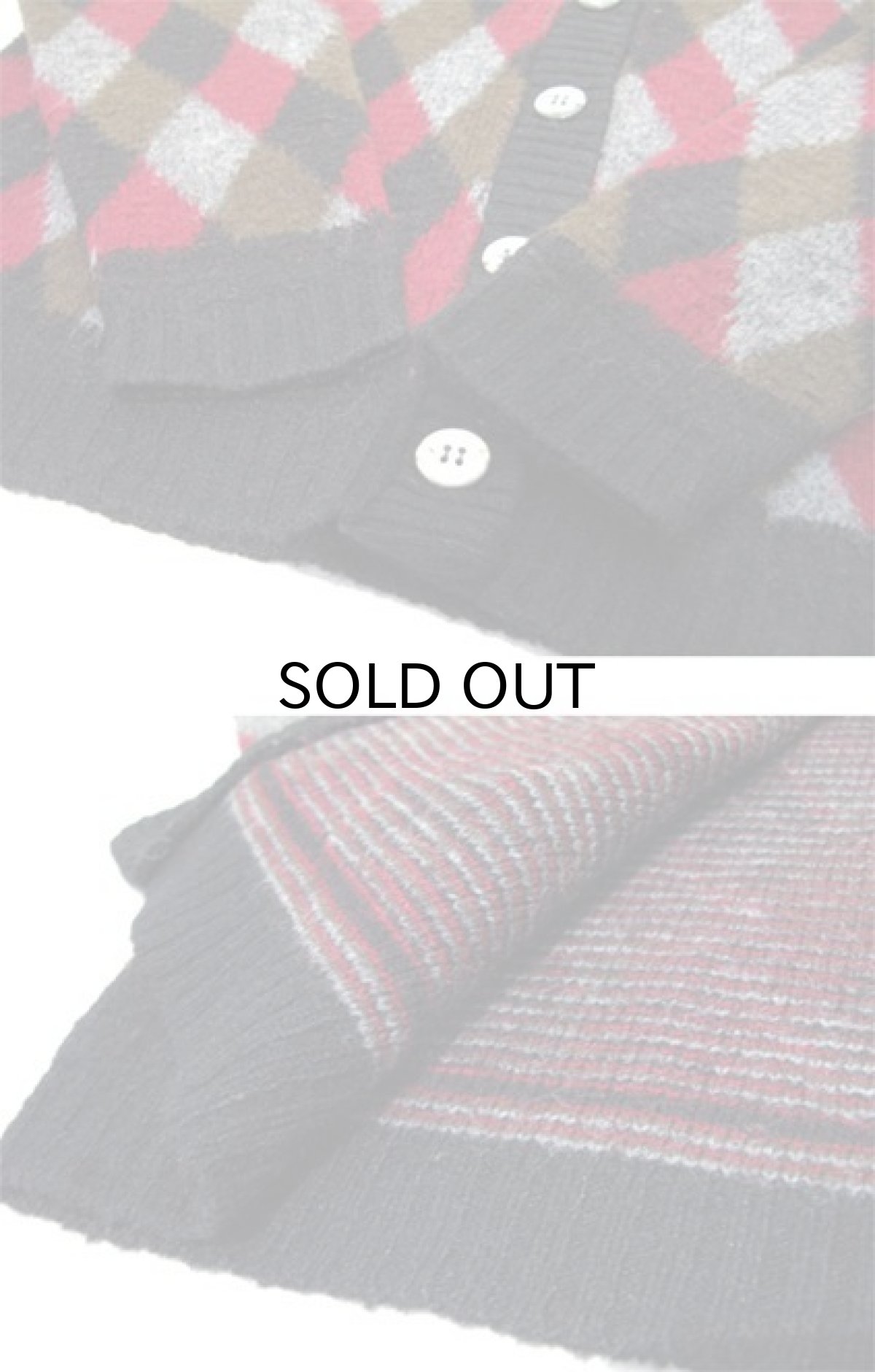 画像4: 1960's "MISS ARROW" Collar Less Argyle Cardigan　BLACK　size S (表記 Ladys M) (4)