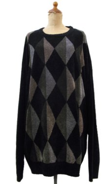画像1: 1990's "DOCKERS" Argyle Pattern Pullover Pile Sweater　BLACK　size XL~ (表記 3XL) (1)