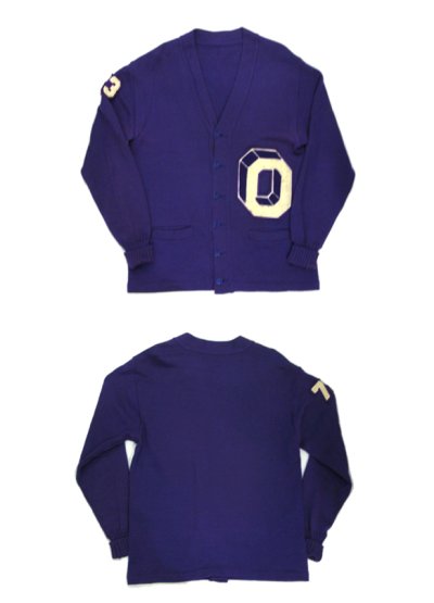 画像1: 1950's~ Lettered Cardigan "O"　PURPLE　size M - L (表記 なし)