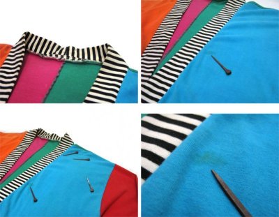 画像1: 1950's~ Multi Color Cotton Gown　Crazy Pattern　size Free (表記 不明)