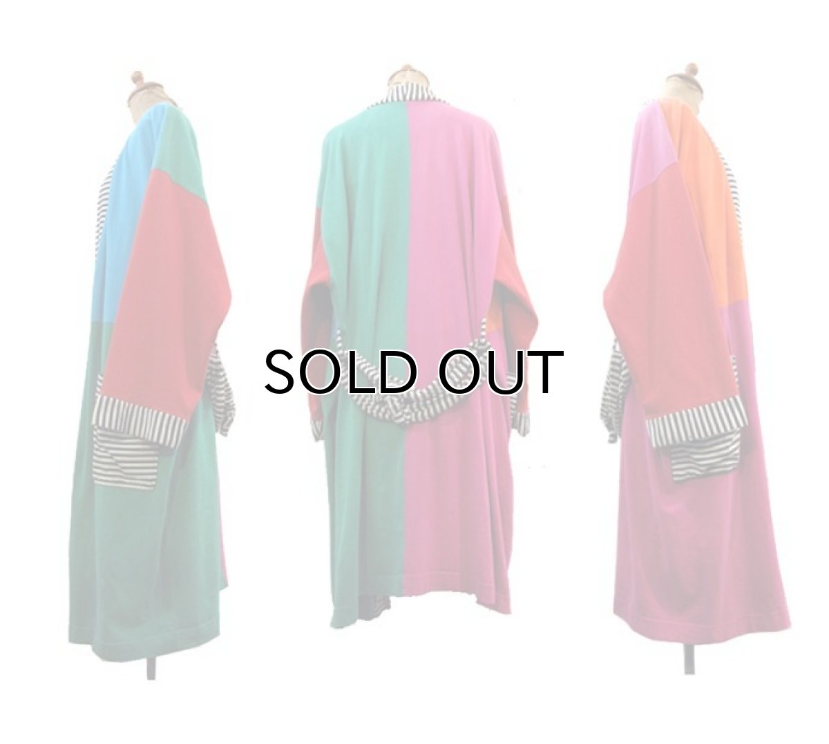 画像2: 1950's~ Multi Color Cotton Gown　Crazy Pattern　size Free (表記 不明) (2)