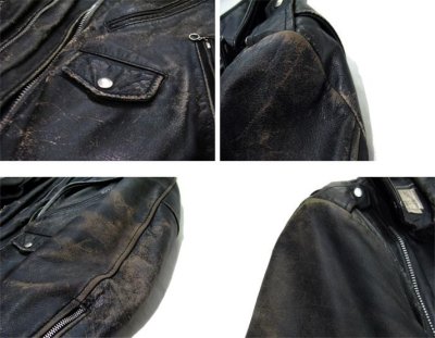 画像3: 1980's Double Breasted Leather Riders Jacket　BLACK　size M (表記 38)