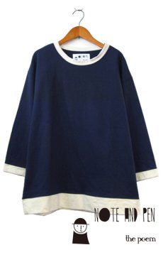 画像1: " Note and Pen the poem " ノートとペン　"ポエムのTee"(袖九分目)　NAVY / OFF (1)