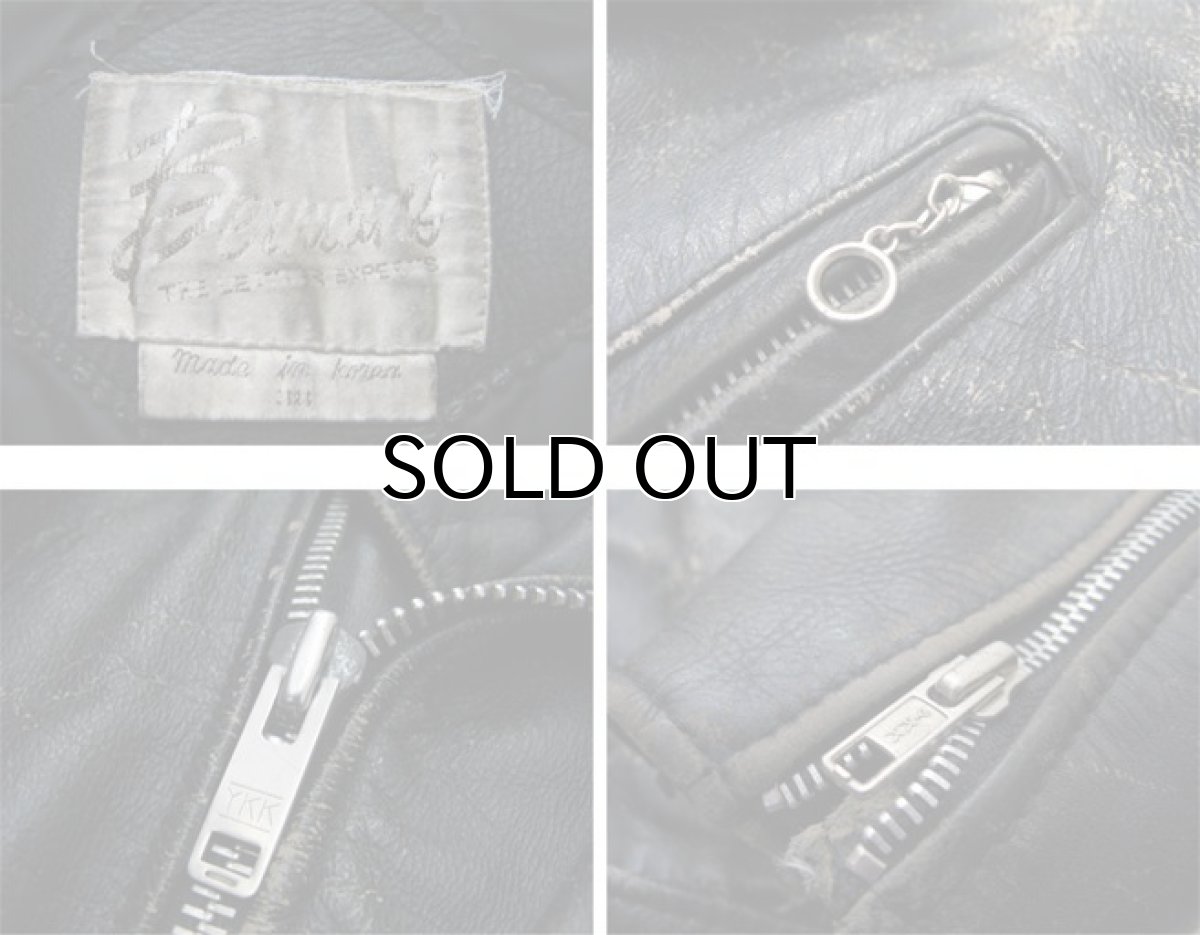 画像3: 1980's Double Breasted Leather Riders Jacket　BLACK　size M (表記 38) (3)