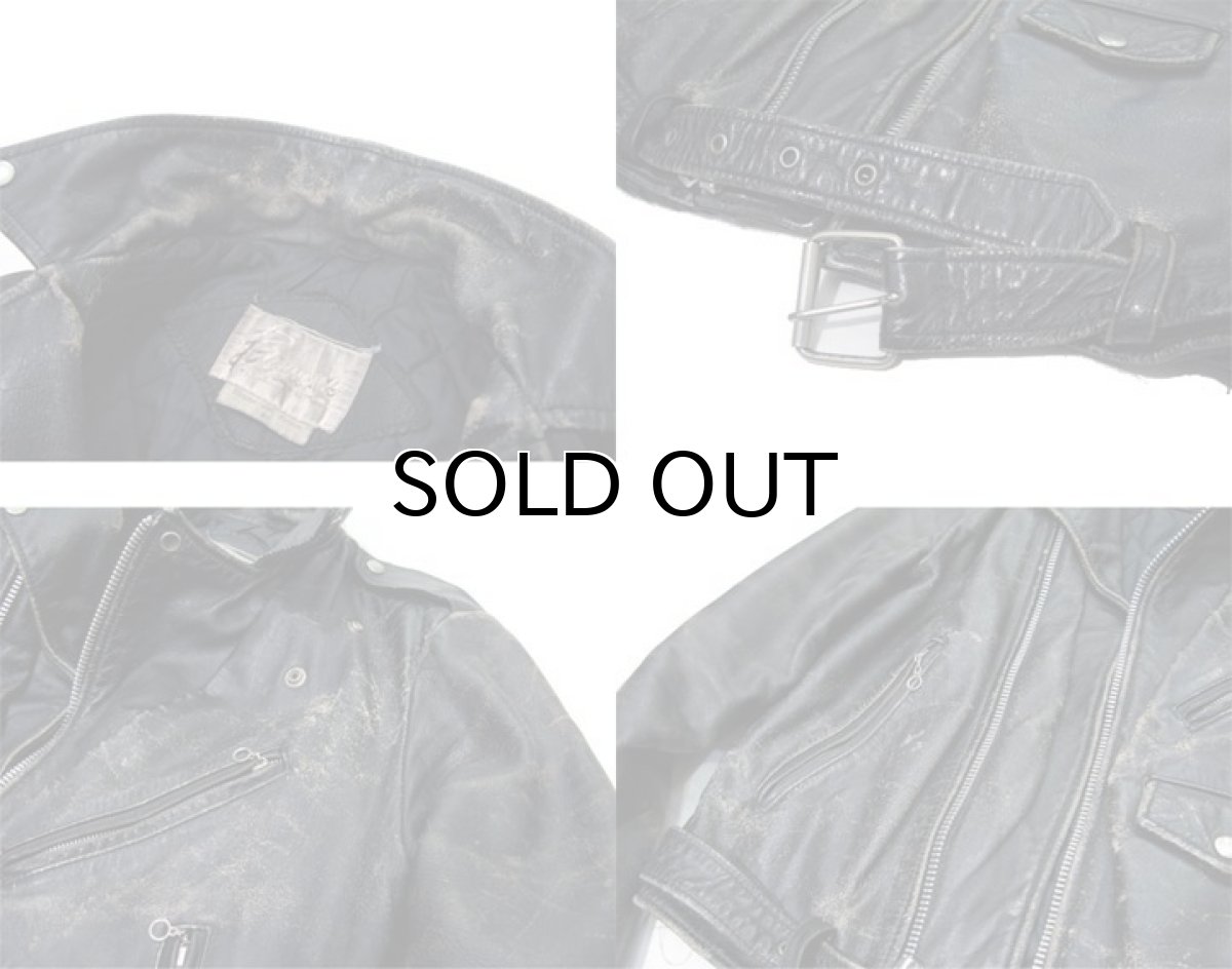 画像4: 1980's Double Breasted Leather Riders Jacket　BLACK　size M (表記 38) (4)
