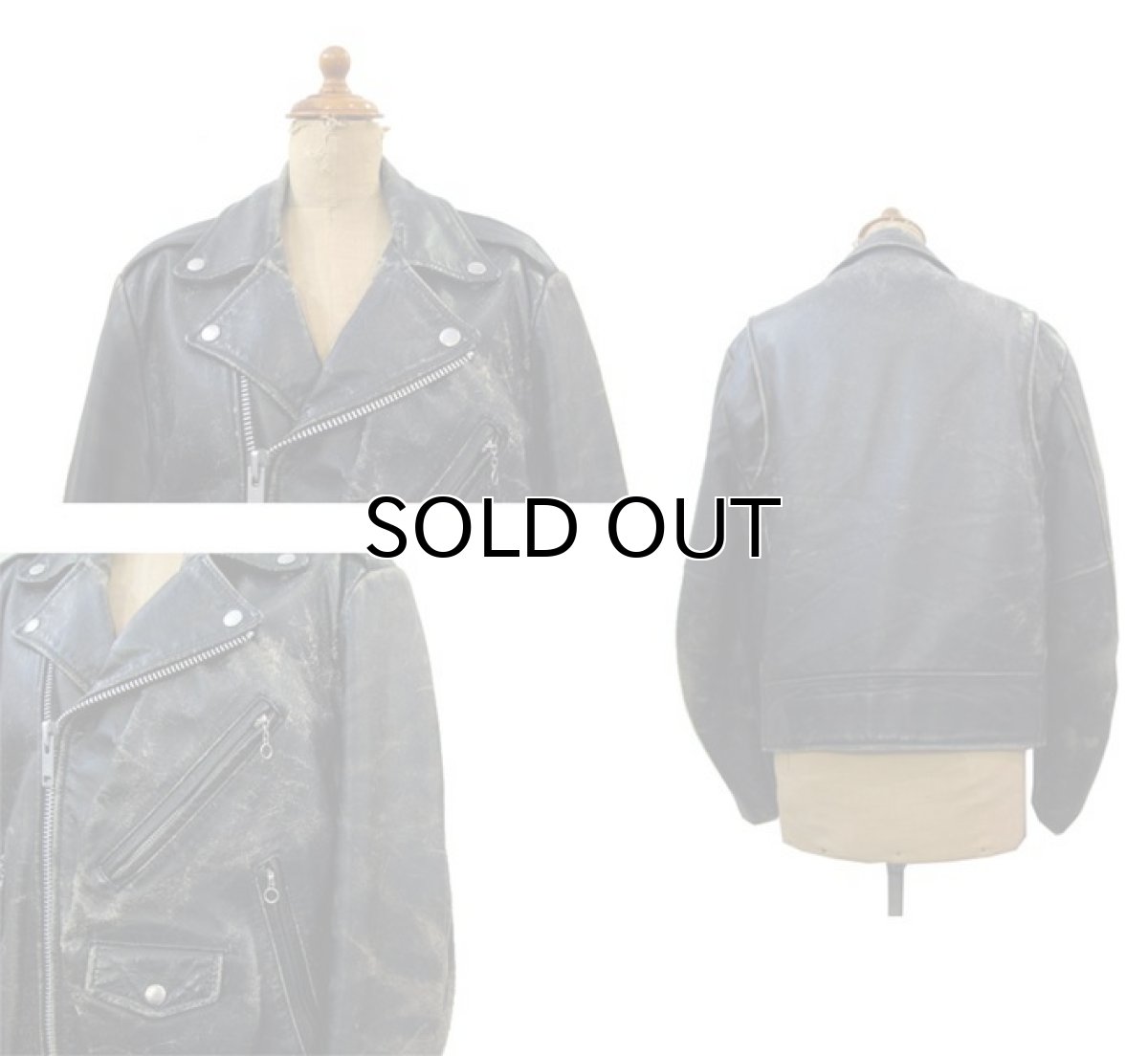 画像2: 1980's Double Breasted Leather Riders Jacket　BLACK　size M (表記 38) (2)