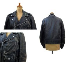 画像2: 1980's Double Breasted Leather Riders Jacket　BLACK　size M (表記 38) (2)