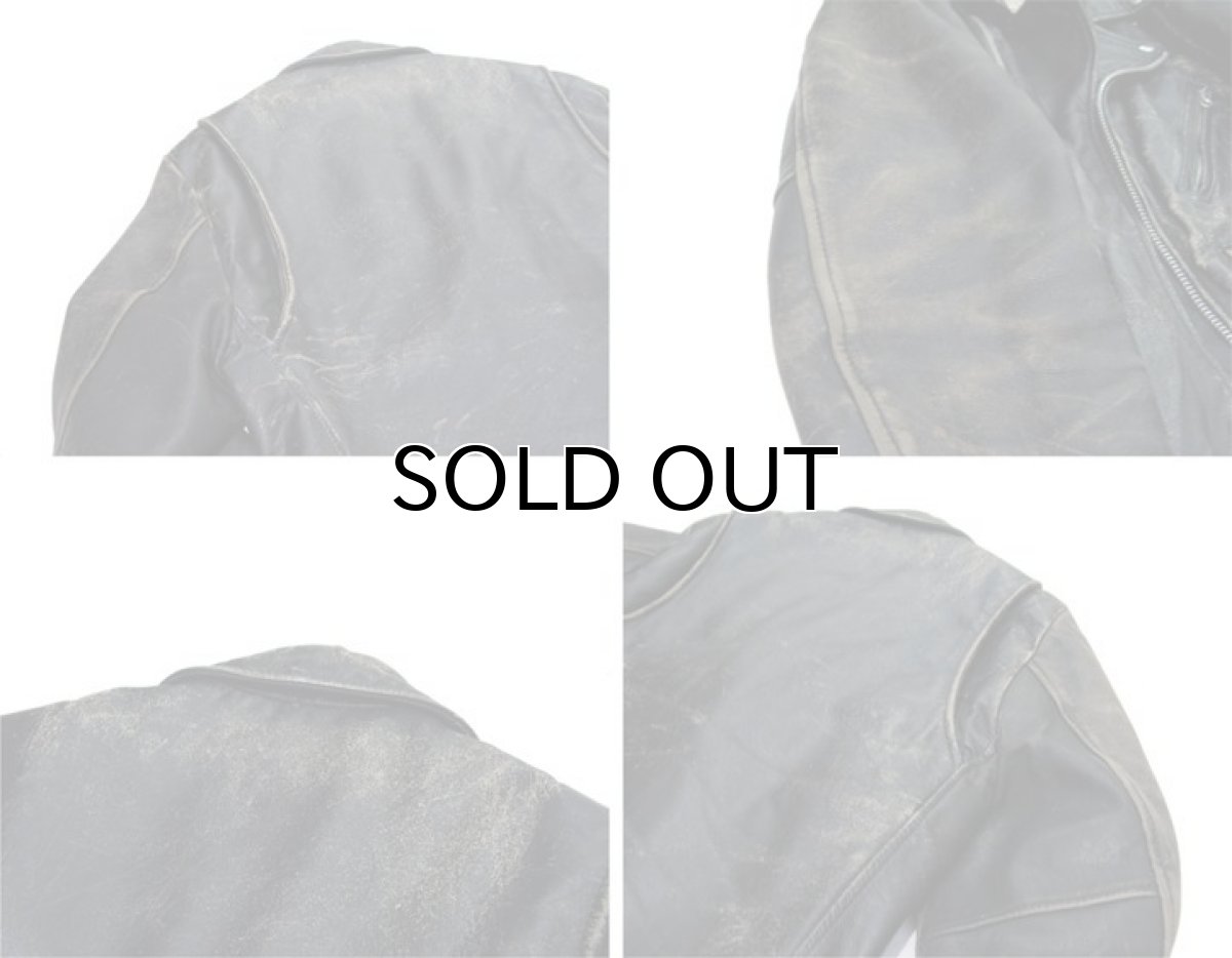 画像5: 1980's Double Breasted Leather Riders Jacket　BLACK　size M (表記 38) (5)