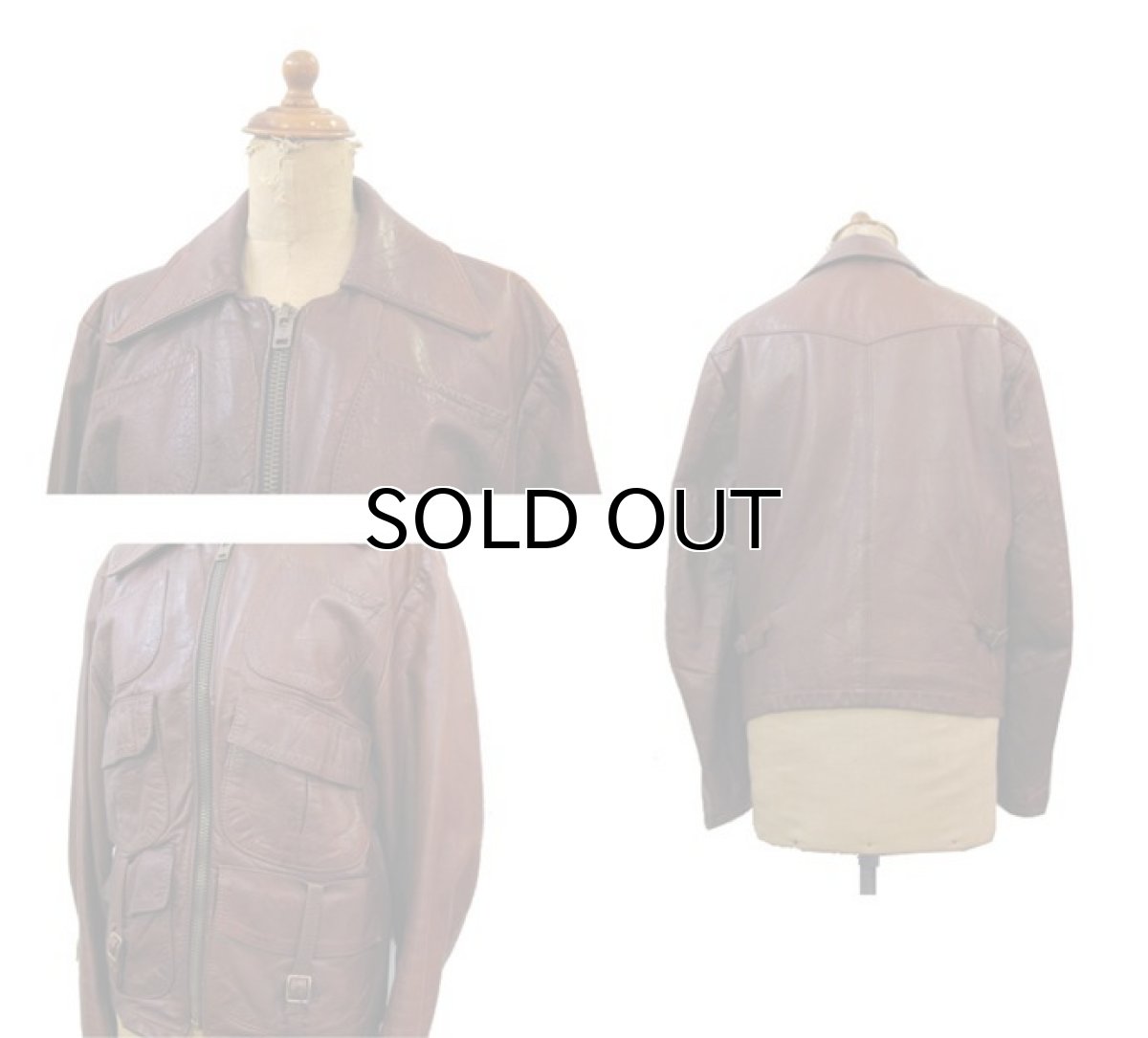 画像2: 1970's~ "Wellington" Single Leather Jacket BROWN size S (表記 38) (2)