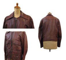 画像2: 1970's~ "Wellington" Single Leather Jacket　BROWN　size S (表記 38) (2)