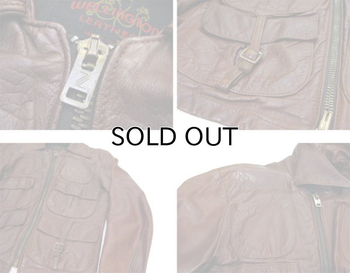 画像4: 1970's~ "Wellington" Single Leather Jacket BROWN size S (表記 38) (4)