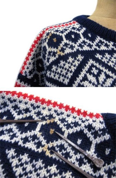 画像2: 1970's~ "DALE" Pullover Nordic Sweater　NAVY　size L (表記 L)