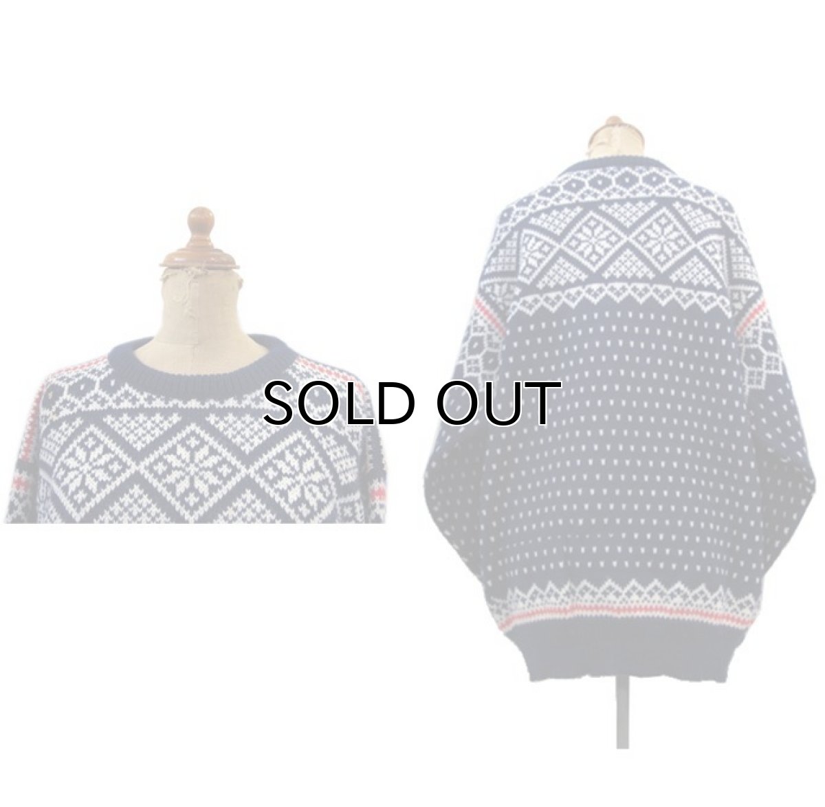 画像2: 1970's~ "DALE" Pullover Nordic Sweater　NAVY　size L (表記 L) (2)