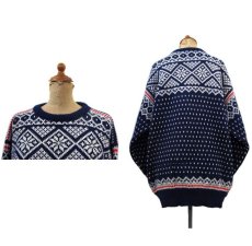 画像2: 1970's~ "DALE" Pullover Nordic Sweater　NAVY　size L (表記 L) (2)