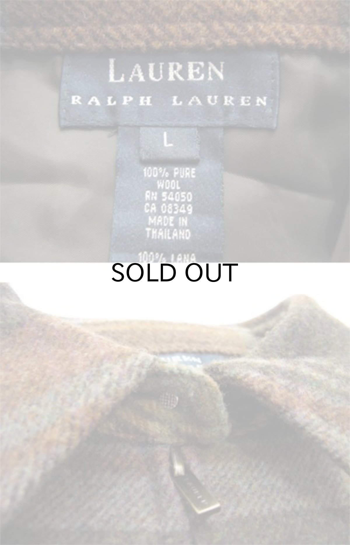 画像3: "LAUREN Ralph Lauren" Pure Wool Zip Up Jacket BROWN size L (表記 L) (3)