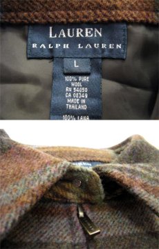 画像3: "LAUREN Ralph Lauren" Pure Wool Zip Up Jacket　BROWN　size L (表記 L) (3)
