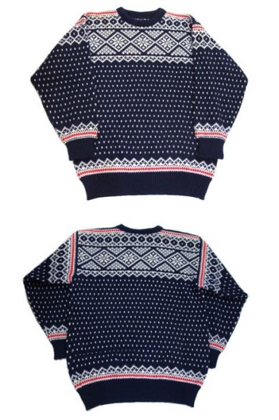 画像1: 1970's~ "DALE" Pullover Nordic Sweater　NAVY　size L (表記 L)