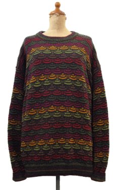 画像1: 1980's~ "MONDO" Pullover Wool Sweater　総柄　size M - L (表記 M) (1)