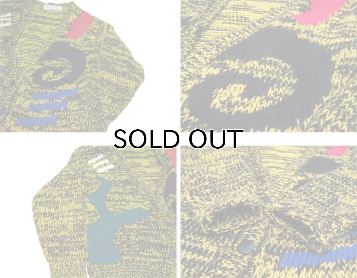 画像5: 1980's~ "EXPOSES" Design Acrylic Cardigan YELLOW / BLACK size L - XL (表記 L) (5)