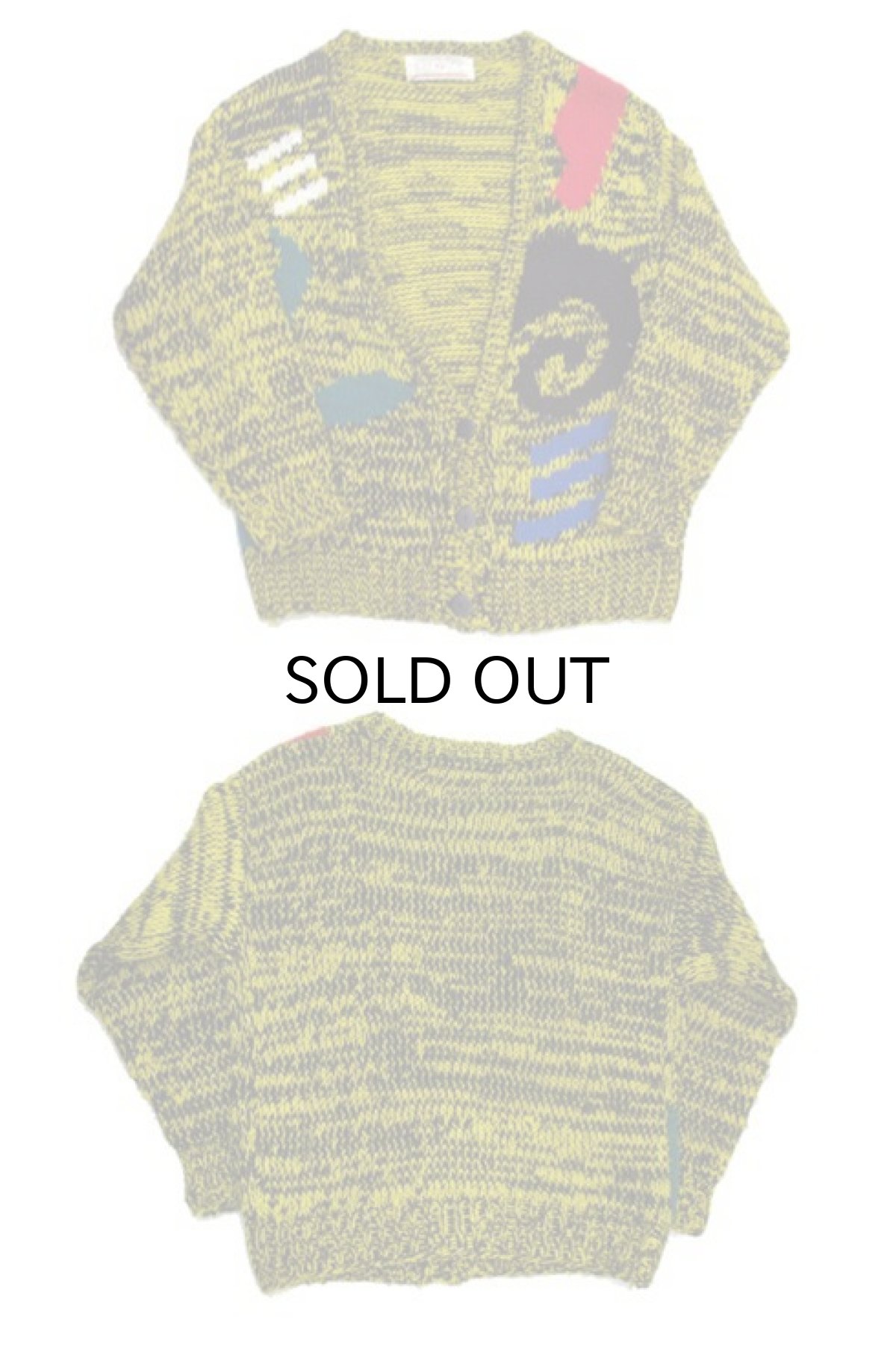 画像4: 1980's~ "EXPOSES" Design Acrylic Cardigan YELLOW / BLACK size L - XL (表記 L) (4)