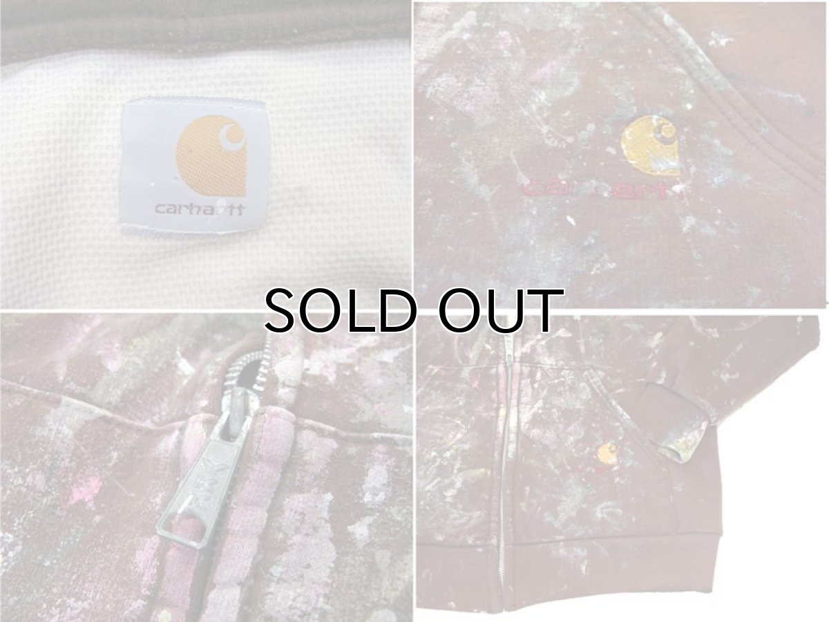画像4: Carhartt Painted Zip Up Sweat Parka with Thermal BROWN size L (表記 不明)   (4)