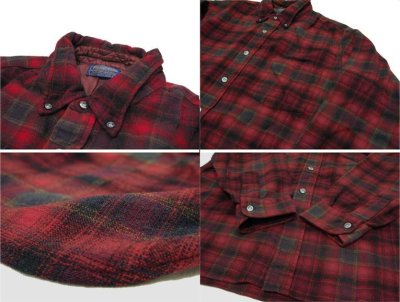 画像1: 1950's~ "Pendleton" Buttondown L/S Wool Shirts　Red / Black　size M - L (表記 L)