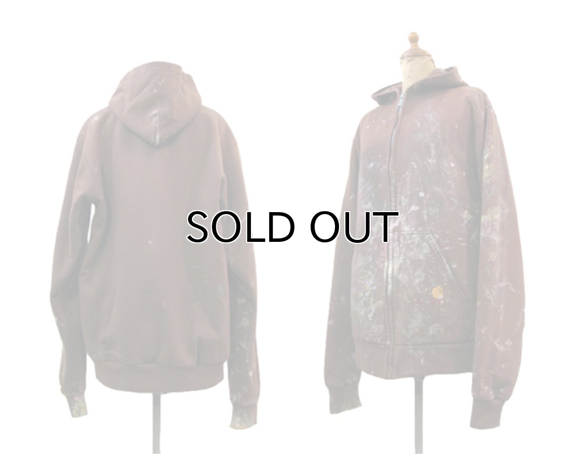 画像2: Carhartt Painted Zip Up Sweat Parka with Thermal BROWN size L (表記 不明)   (2)